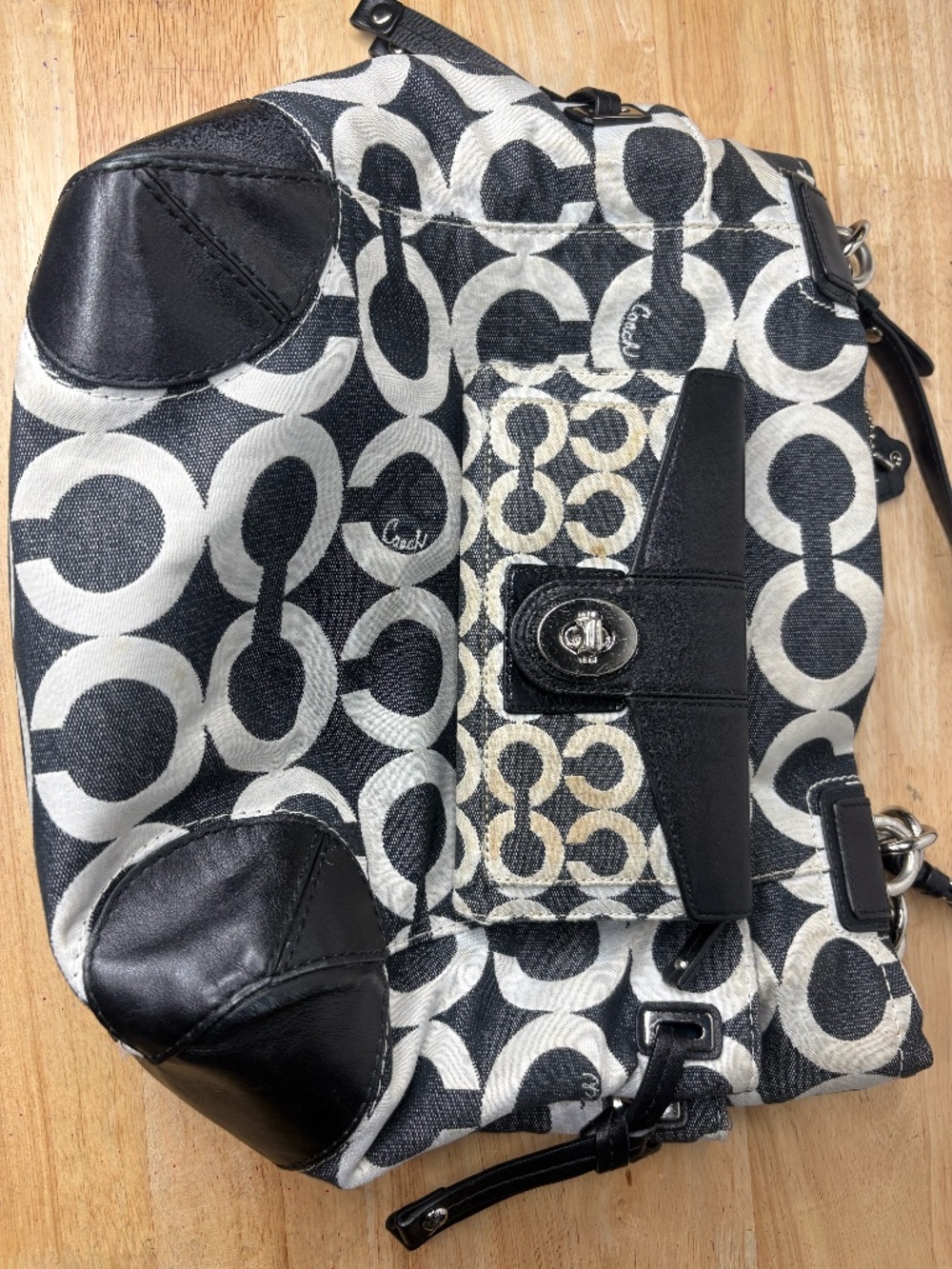 Y2K Vintage Coach Black/White Logo Tote (BUNDLE) + Matching Wallet/Checkbook